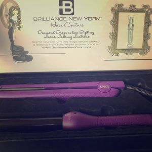 Hair curling wand and flat iron duet set